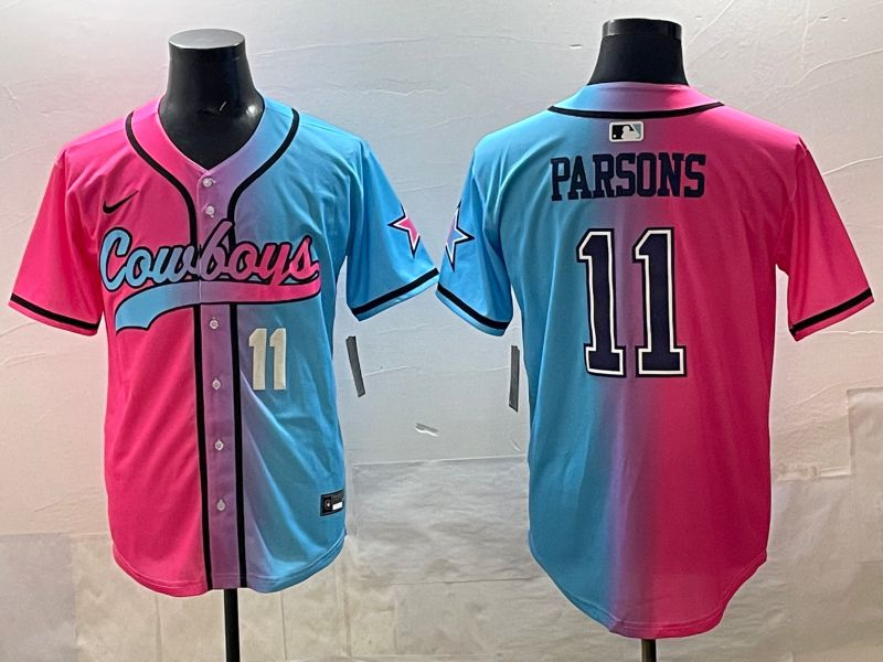 Men 2025 Dallas Cowboys #11 Parsons Blue pink Nike Limited NFL Jersey style 05->dallas cowboys->NFL Jersey